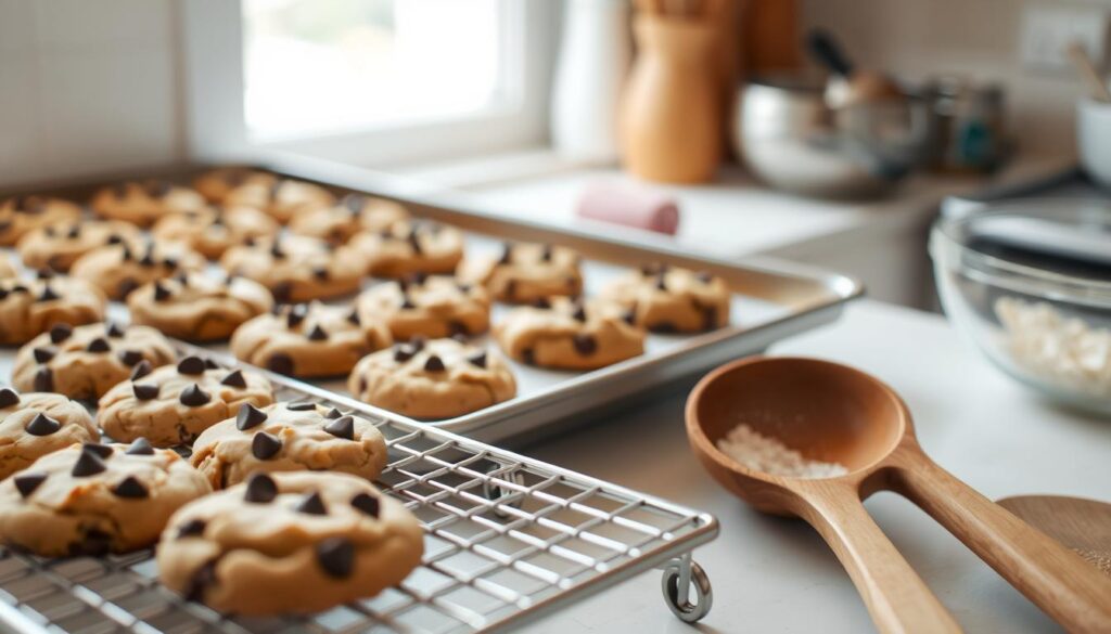 Sugar-free chocolate chip cookies baking process